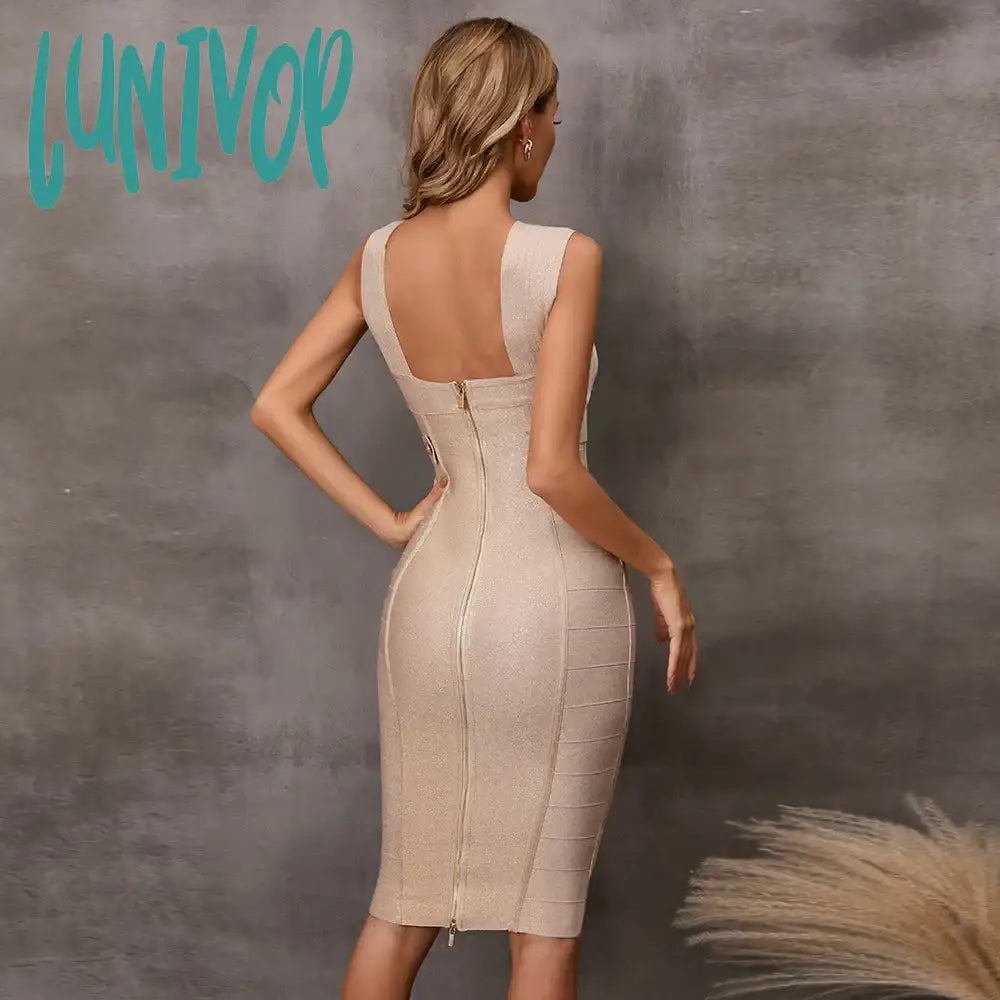 Lunivop New Sexy Fashion Women Elegant Bandage Dress Bodycon Ladies Vestido Summer Dresses Birthday