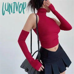 Lunivop New Spicy Girls Y2K Tops Oversleeve Sexy Turtleneck Tank Top For Women’s Slim Fit Short