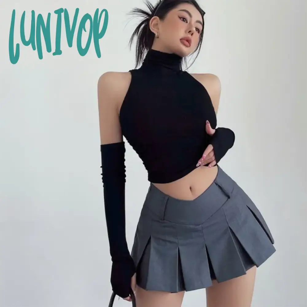 Lunivop New Spicy Girls Y2K Tops Oversleeve Sexy Turtleneck Tank Top For Women’s Slim Fit Short