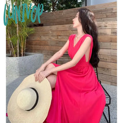 Lunivop New Summer Fairy Prom Dress For Women Korean Long Celebrity High Split Chiffon Dresses