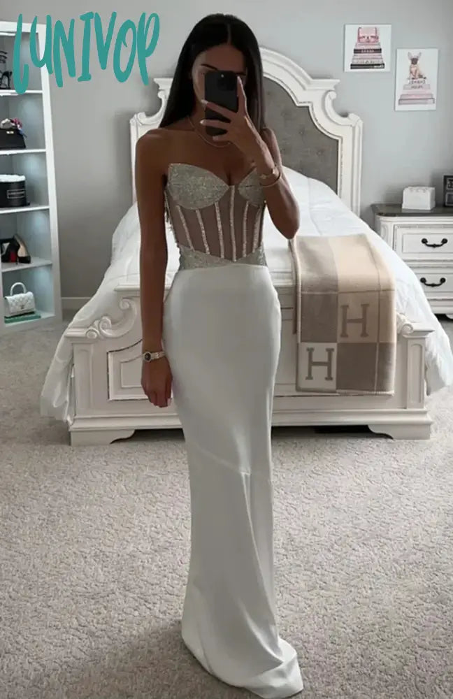 Lunivop New Women Elegant Luxury Sexy Backless Strapless Diamond Long Bandage Dress Vestidos Para