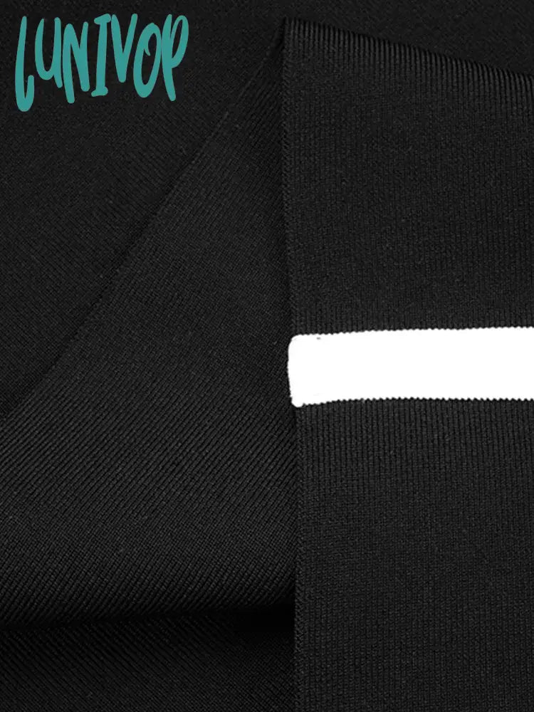 Lunivop Newest Winter Sexy Strap Sleeveless Layer Black Long Bodycon Bandage Dress Designer Fashion