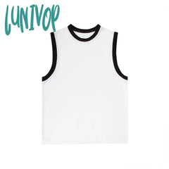 non binary outfits American Retro Contrast Color Vest Loose Couple Sleeveless T-shirt Stacked Item Trendy Simple All-Match Top for Men