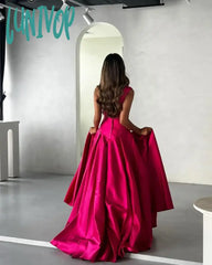 Lunivop One Shoulder Satin Evening Dresse For Women Elegant A-Line Floor-Length Gowns Side Split