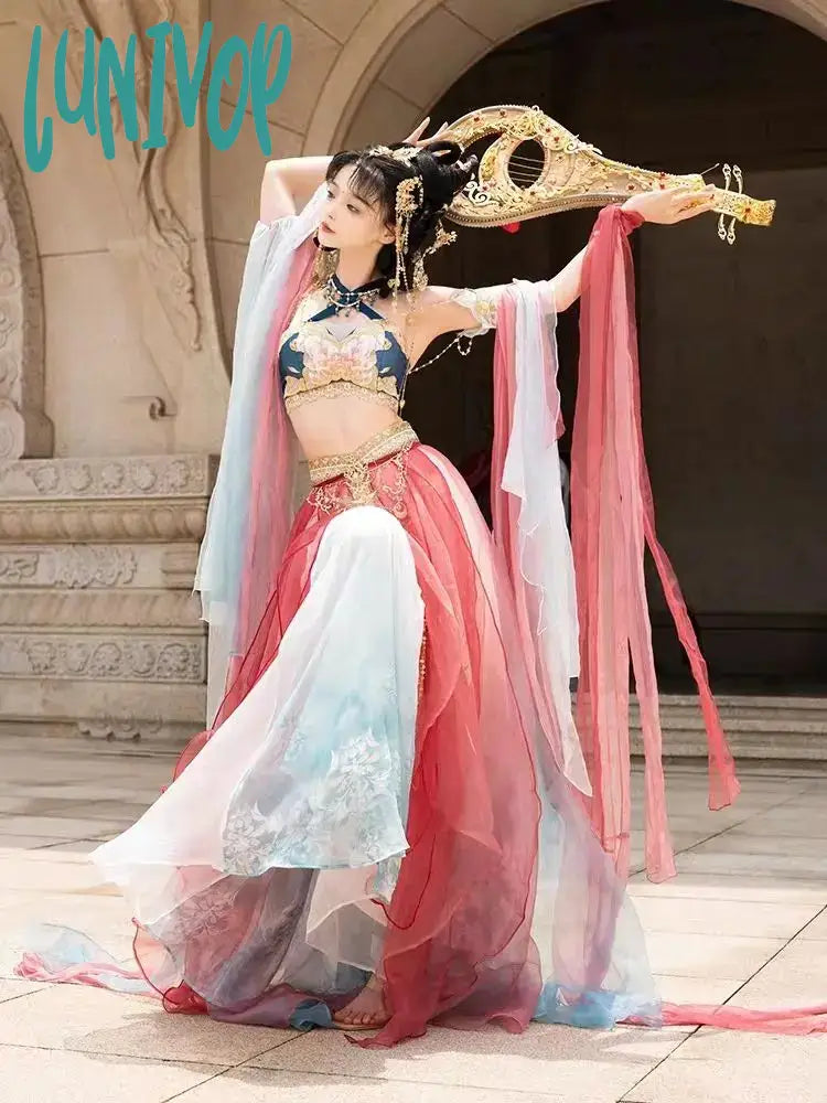 Lunivop Original Hanfu Suit Dunhuang Dress Goddess Ancient Exotic Embroidery Flying Style Retro Han