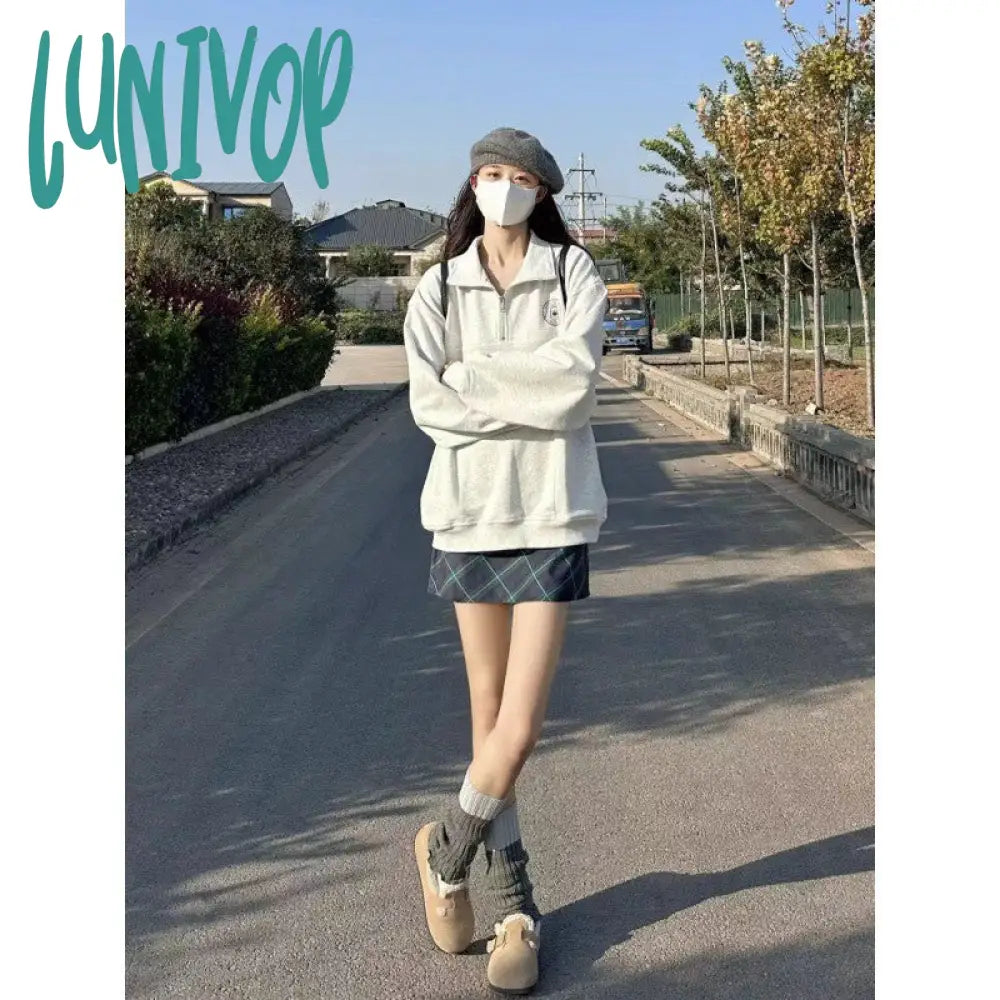 outfit inspo Female Height!!! Korean Style Campus Style Polo Collar Sweater Women's Ins Korean Style Student Top