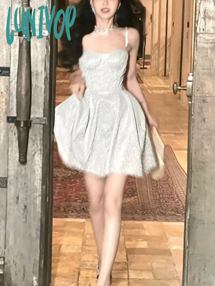 Lunivop Party Strap Dress Summer Sleeveless Beach Style One Piece Korean Fashion Elegant Midi Women