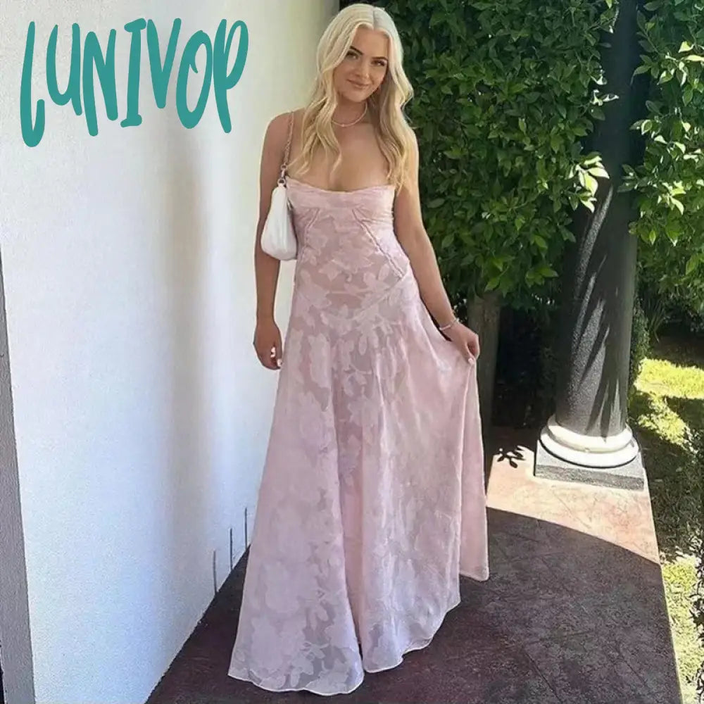 Lunivop Pink Jacquard Corset Cami Dress