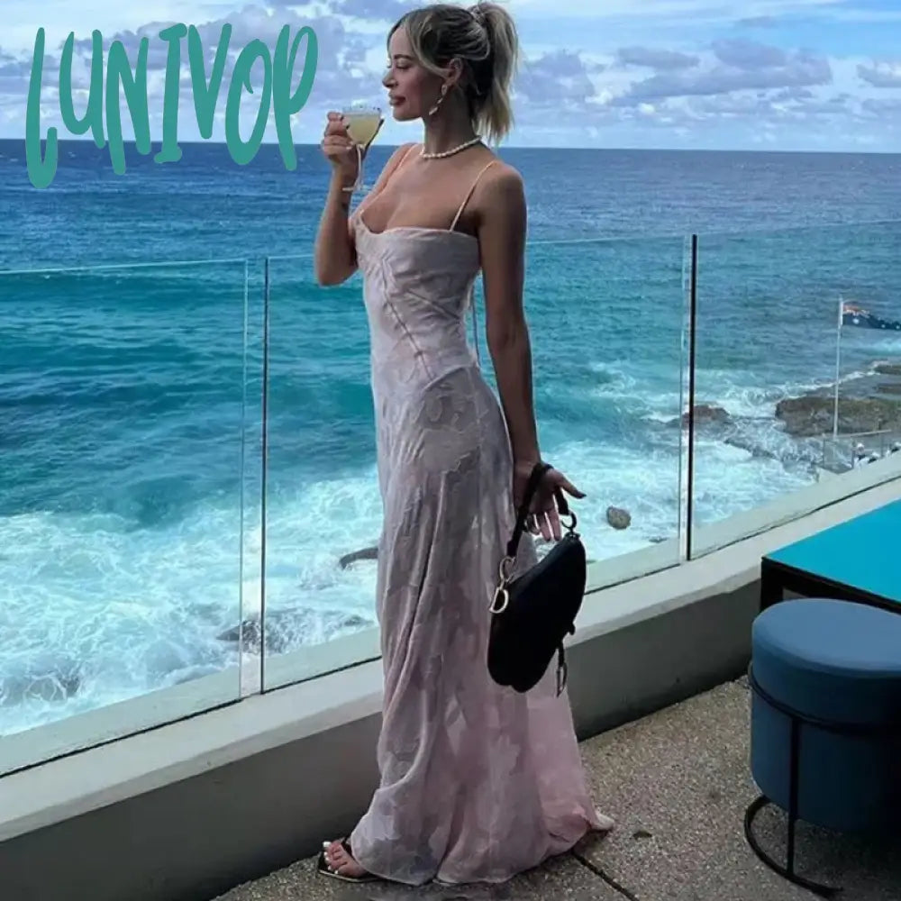 Lunivop Pink Jacquard Corset Cami Dress