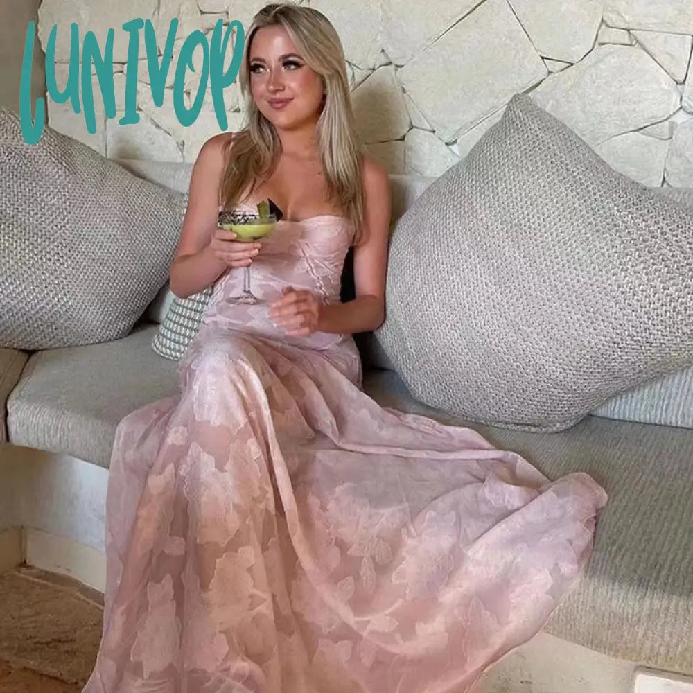 Lunivop Pink Jacquard Corset Cami Dress