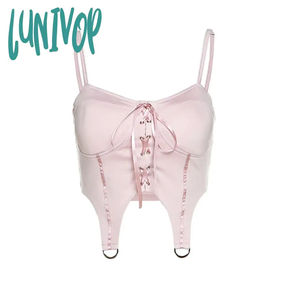 Lunivop Pink Sexy Y2K Tops Decoration Summer Fashion Woman Corset Wrap Chest Casual Backless