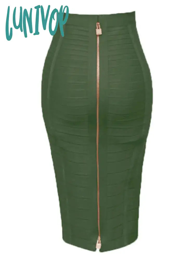 Lunivop Plus Size Xl Xxl Summer Fashion Sexy Zipper Bandage Skirt A Line Bodycon Pencil Faldas 58Cm