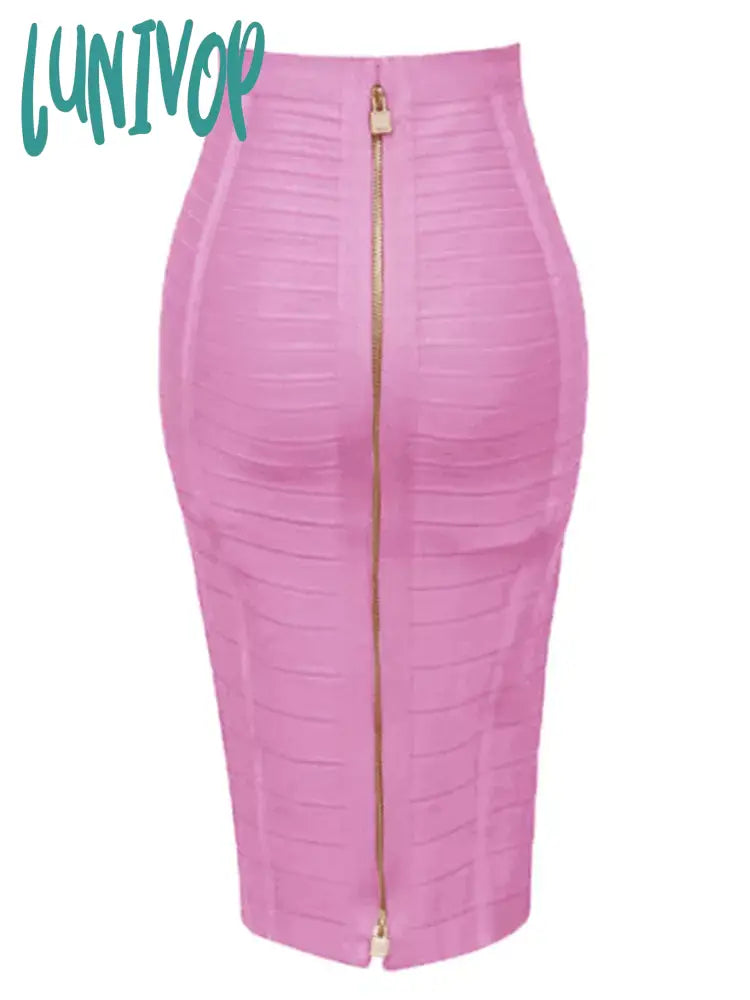 Lunivop Plus Size Xl Xxl Summer Fashion Sexy Zipper Bandage Skirt A Line Bodycon Pencil Faldas 58Cm