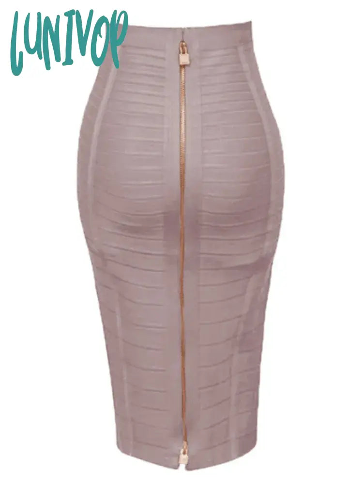 Lunivop Plus Size Xl Xxl Summer Fashion Sexy Zipper Bandage Skirt A Line Bodycon Pencil Faldas 58Cm