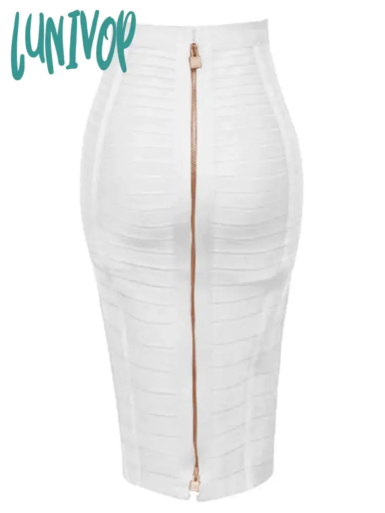 Lunivop Plus Size Xl Xxl Summer Fashion Sexy Zipper Bandage Skirt A Line Bodycon Pencil Faldas 58Cm