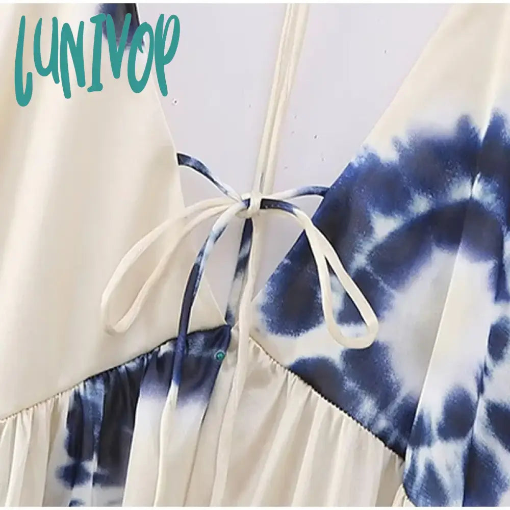 Lunivop Printed Night Dress Beach Women Sexy Backless Sleeveless Reched Female Vacation Dresses
