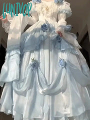 Lunivop Prom French Elegant Retro Dress Classical Elements Gradient Color Lolita Long