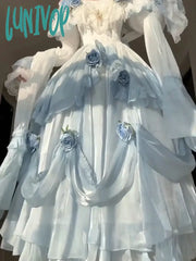 Lunivop Prom French Elegant Retro Dress Classical Elements Gradient Color Lolita Long