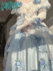 Lunivop Prom French Elegant Retro Dress Classical Elements Gradient Color Lolita Long