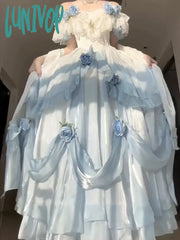 Lunivop Prom French Elegant Retro Dress Classical Elements Gradient Color Lolita Long