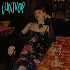 Lunivop Retro Floral Dress Women Elegant Summer Slim Sleeveless Backless Long Dresses Female Party