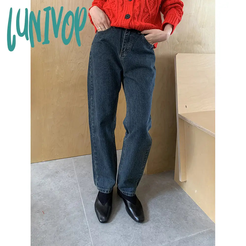 rugby shirt outfit New Autumn and Winter Ins Retro Dark Blue Casual Jeans for Women Versatile Slimming Straight Pants for Women
