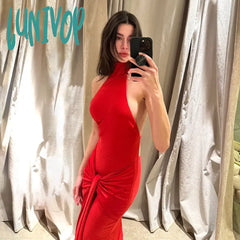 Lunivop Sexy Backless Halter Women’s Dress Gown Club Party Elegant Outfits For Women Summer