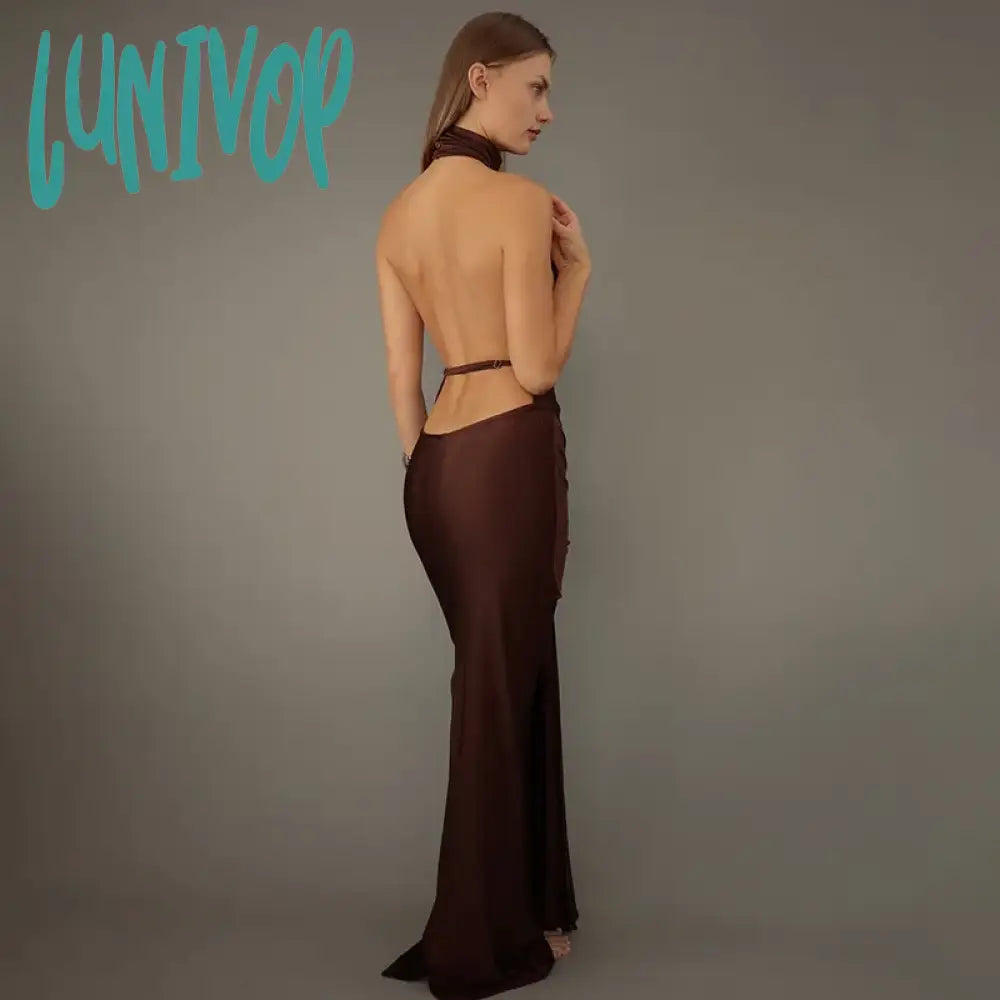 Lunivop Sexy Backless Halter Women’s Dress Gown Club Party Elegant Outfits For Women Summer