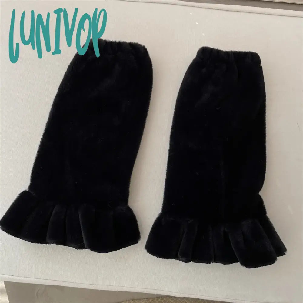 Lunivop Sexy Leopard Print Fur Leg Warmers Y2K Socks Thigh High Harajuku Boot Cuffs Zebra Lolita