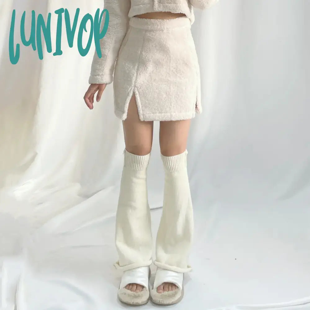 Lunivop Sexy Leopard Print Fur Leg Warmers Y2K Socks Thigh High Harajuku Boot Cuffs Zebra Lolita