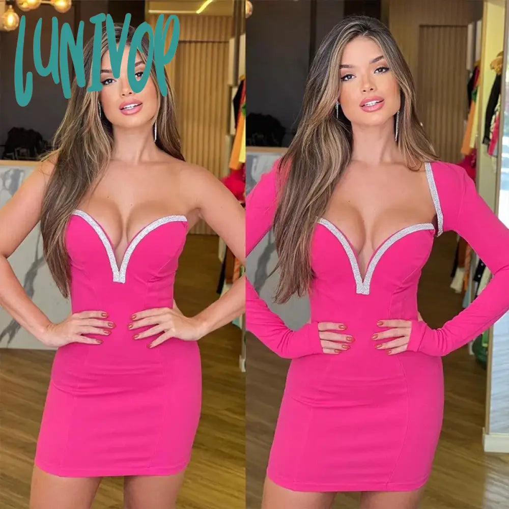 Lunivop Sexy Long Sleeve Bodycon Two Piece Set For Women Bandage Dress Vestidos De Fiesta Elegantes