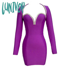 Lunivop Sexy Long Sleeve Bodycon Two Piece Set For Women Bandage Dress Vestidos De Fiesta Elegantes