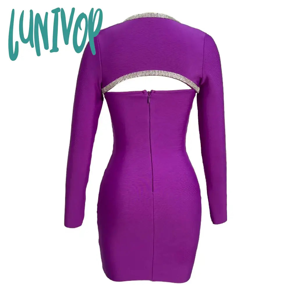 Lunivop Sexy Long Sleeve Bodycon Two Piece Set For Women Bandage Dress Vestidos De Fiesta Elegantes