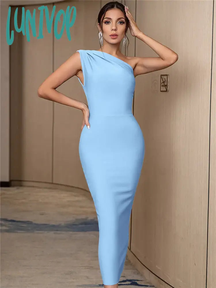 Lunivop Sexy One Shoulder Bodycon Summer Bandage Dress Vestidos Elegantes Para Mujer Night Club