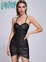 Lunivop Sexy Sleeveless Backless Mesh Bodycon Bandage Dress Nuevo En Vestidos Mini Robe Moulante