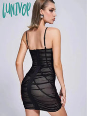 Lunivop Sexy Sleeveless Backless Mesh Bodycon Bandage Dress Nuevo En Vestidos Mini Robe Moulante