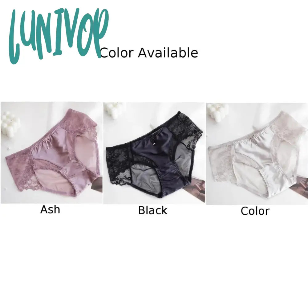 Lunivop Sexy Transparent Lace Satin Patchwork Ice Silk Panties French Underwear Breathable Comfort