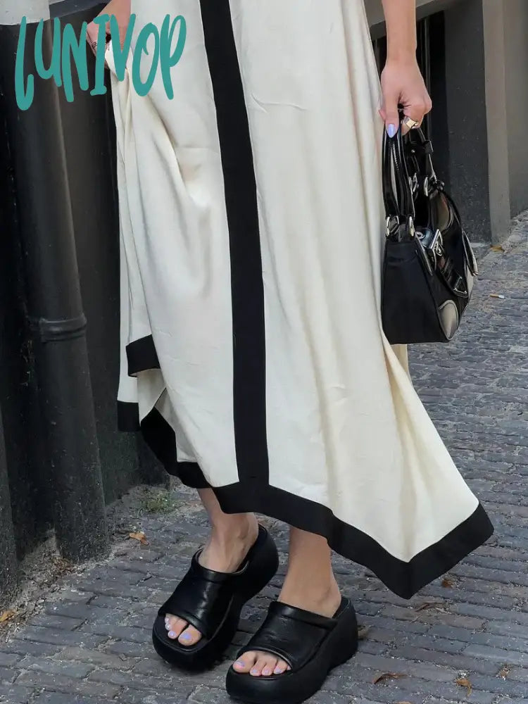 Lunivop Sheer Loose Long Dress Women Summer Sexy Backless Deep V Neck Sundress Female 2024 Casual