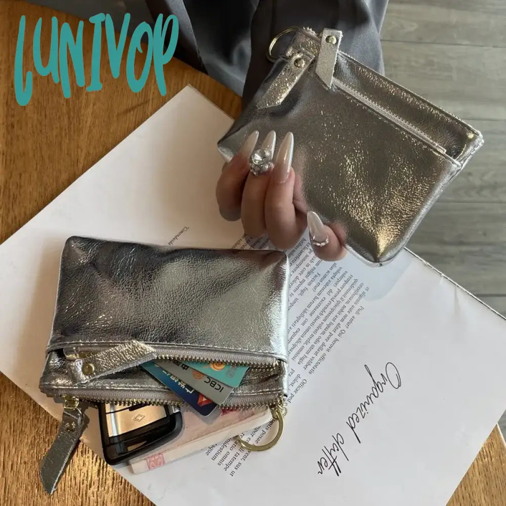 Lunivop Silver Fashion Wallets For Women Vintage Summer Small Korean Style Card Wallet Elegant Y2K