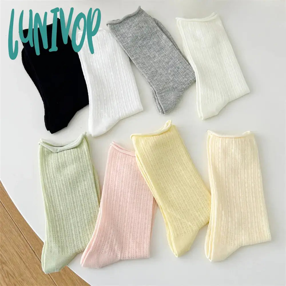 Lunivop Socks For Women Thin Summer New Candy Color Hollow Out Loose Women’s Casual Basic Sweet