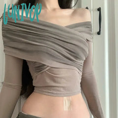 Lunivop Solid Color Perspective Simple All-Match Mature Sexy Beautiful Confident Women’s Autumn