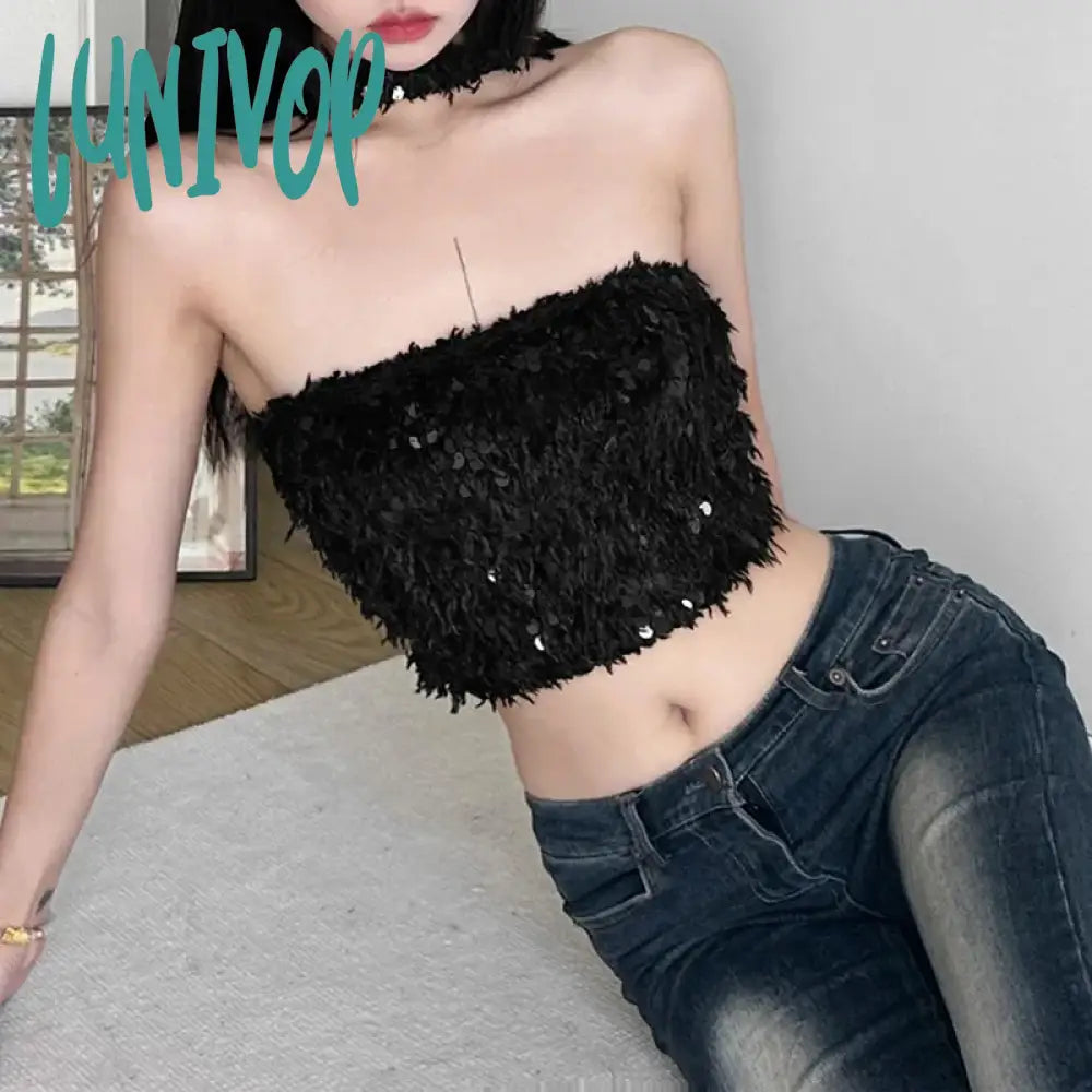 Lunivop Solid Color Woolen Grass Sequins Fashionable Avant-Garde All-Match Sexy Cool High Street