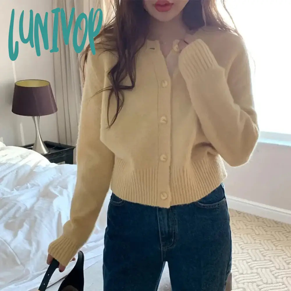 Lunivop Spring And Autumn New Korean Chic Mint Green Sweater Women’s Single Breasted Knitted