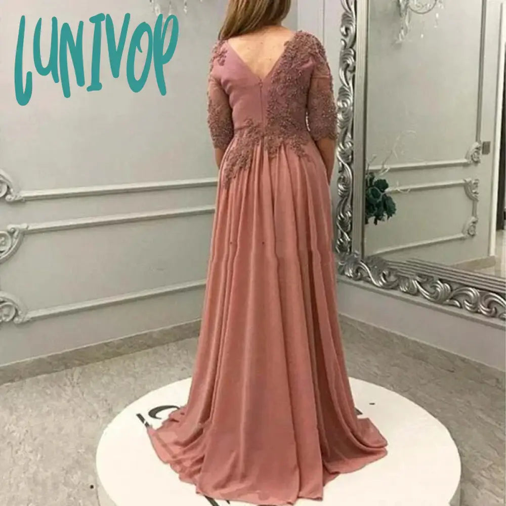 Lunivop Square Neck Appliques Lace Evening Dresses Floor-Length Sexy Mermaid Court Mother Of The