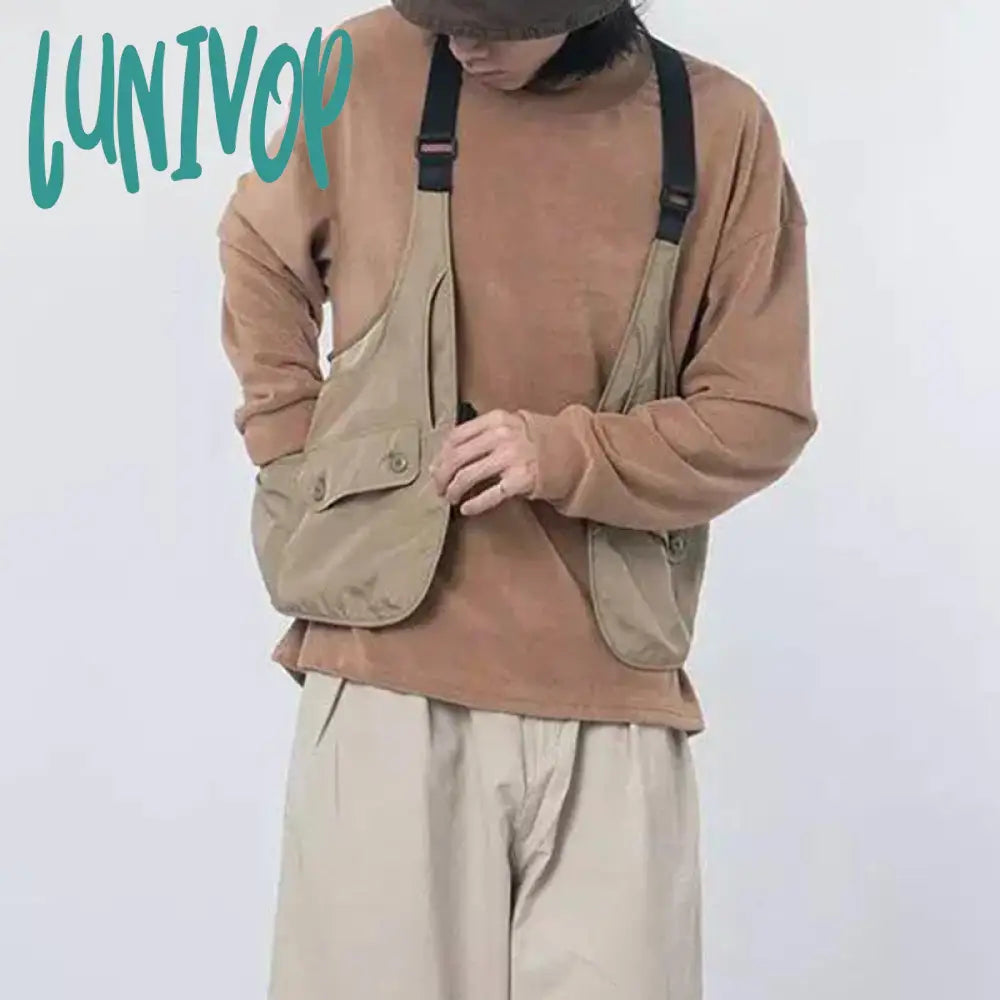 Lunivop Streetwear Casual Cargo Vest Women Multi Pocket Tooling Bf Hip Hop Y2K Gothic Loose