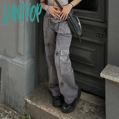 Lunivop Streetwear Low Waist Distressed Baggy Jeans Y2K Harajuku Gothic Tie Dye Denim Trousers