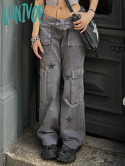 Lunivop Streetwear Low Waist Distressed Baggy Jeans Y2K Harajuku Gothic Tie Dye Denim Trousers