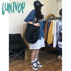 Lunivop Streetwear Pure Cotton Shorts Women Harajuku Oversized Cargo Summer Korean Black White Wide