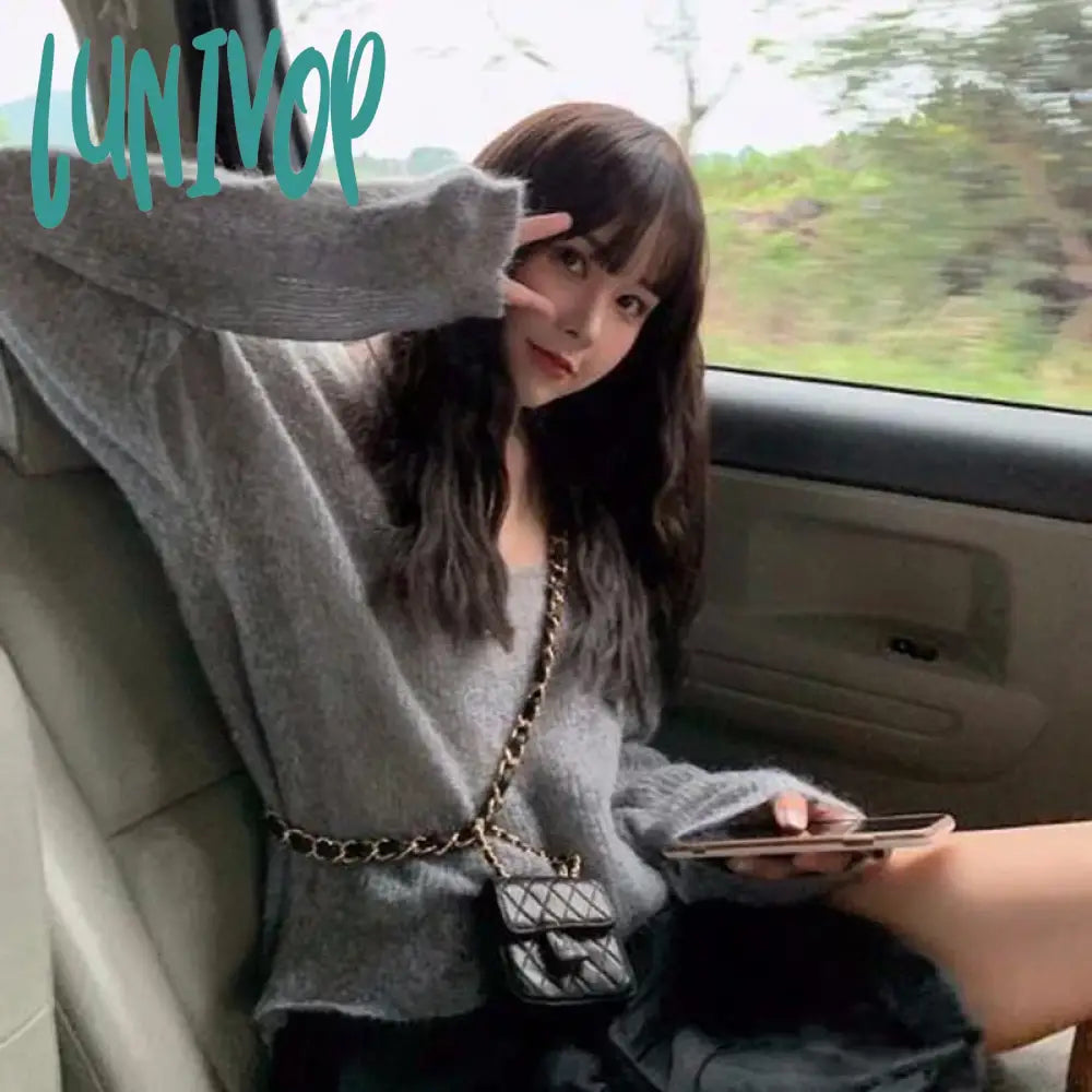 Lunivop Streetwear Sweater Women Korean Hollow Out Sun-Proof Knitted Pullovers Summer V Neck See