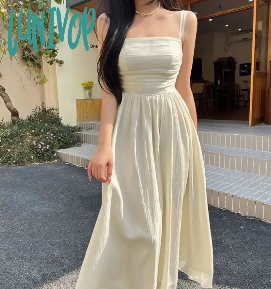 Lunivop Summer Beach Vintage Sexy Straps Sleeveless Wedding Maxi Dresses For Women Clothing Elegant